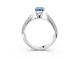 White gold Fancy Blue Emerald  Solitaire Pavé Diamond Engagement Ring with Four-Prong Setting_176
