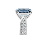 White gold Fancy Blue Emerald  Solitaire Pavé Diamond Engagement Ring with Four-Prong Setting_178