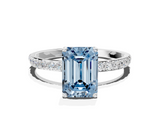 White gold Fancy Blue Emerald  Solitaire Pavé Diamond Engagement Ring with Four-Prong Setting_41