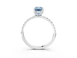 White gold Fancy Blue Emerald  Solitaire Pavé Diamond Engagement Ring with Four-Prong Setting_45