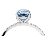 White gold Fancy Blue Emerald  Solitaire Pavé Diamond Engagement Ring with Four-Prong Setting_47