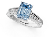 White gold Fancy Blue Emerald  Solitaire Pavé Diamond Milgrain Engagement Ring with Four-Prong Setting_4