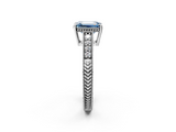 White gold Fancy Blue Emerald  Solitaire Pavé Diamond Milgrain Engagement Ring with Four-Prong Setting_5