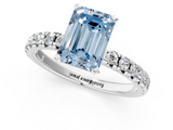 White gold Fancy Blue Emerald  Solitaire Pave Diamond Engagement Ring with Four-Prong Setting_360