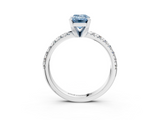 White gold Fancy Blue Emerald  Solitaire Pave Diamond Engagement Ring with Four-Prong Setting_362