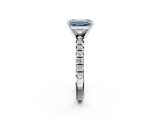 White gold Fancy Blue Emerald  Solitaire Pave Diamond Engagement Ring with Four-Prong Setting_377