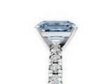 White gold Fancy Blue Emerald  Solitaire Pave Diamond Engagement Ring with Four-Prong Setting_380