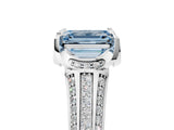 White gold Fancy Blue Emerald  Solitaire Pave Split Shank Ring with Four-Prong Setting_128