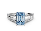 White gold Fancy Blue Emerald  Solitaire Split Shank Pavé Diamond Engagement Ring_422
