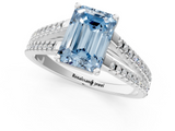 White gold Fancy Blue Emerald  Solitaire Split Shank Pavé Diamond Engagement Ring_423