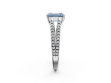 White gold Fancy Blue Emerald  Solitaire Split Shank Pavé Diamond Engagement Ring_424