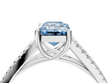 White gold Fancy Blue Emerald  Solitaire Split Shank Pavé Diamond Engagement Ring_425
