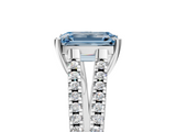 White gold Fancy Blue Emerald  Solitaire Split Shank Pavé Diamond Engagement Ring_427