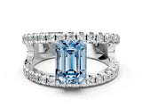 White gold Fancy Blue Emerald  Solitaire Split Shank Pave Diamond Ring_48
