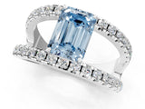 White gold Fancy Blue Emerald  Solitaire Split Shank Pave Diamond Ring_50