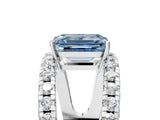 White gold Fancy Blue Emerald  Solitaire Split Shank Pave Diamond Ring_54