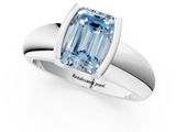 White gold Fancy Blue Emerald  Solitaire Tension Set Diamond Ring with Wide Band_18