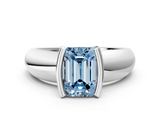 White gold Fancy Blue Emerald  Solitaire Tension Set Diamond Ring with Wide Band_20