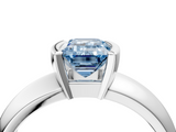 White gold Fancy Blue Emerald  Solitaire Tension Set Diamond Ring with Wide Band_24