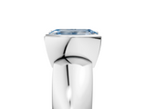 White gold Fancy Blue Emerald  Solitaire Tension Set Diamond Ring with Wide Band_25
