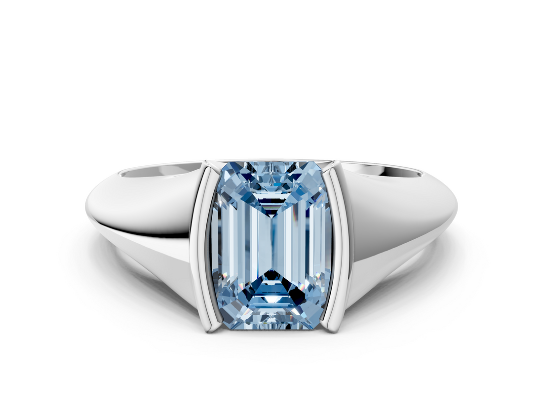 White gold Fancy Blue Emerald  Solitaire Tension Set Diamond Ring_20