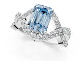 White gold Fancy Blue Emerald  Solitaire Twist Band Pavé Diamond Engagement Ring_33