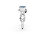 White gold Fancy Blue Emerald  Solitaire Twist Band Pavé Diamond Engagement Ring_34
