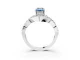 White gold Fancy Blue Emerald  Solitaire Twist Band Pavé Diamond Engagement Ring_35