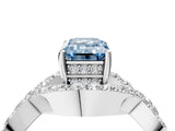 White gold Fancy Blue Emerald  Solitaire Twist Band Pavé Diamond Engagement Ring_36