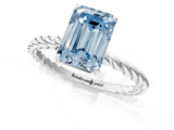 White gold Fancy Blue Emerald  Solitaire Twist Band Ring with Four-Prong Setting_16