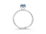 White gold Fancy Blue Emerald  Solitaire Twist Band Ring with Four-Prong Setting_176