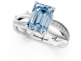 White gold Fancy Blue Emerald  Solitaire Twist Band with Pavé Accents and Four-Prong Setting_21