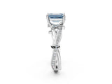 White gold Fancy Blue Emerald  Solitaire Twist Band with Pavé Accents and Four-Prong Setting_22