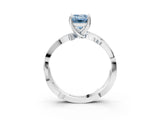 White gold Fancy Blue Emerald  Solitaire Twist Band with Pavé Accents and Four-Prong Setting_23
