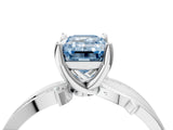 White gold Fancy Blue Emerald  Solitaire Twist Band with Pavé Accents and Four-Prong Setting_24