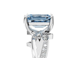 White gold Fancy Blue Emerald  Solitaire Twist Band with Pavé Accents and Four-Prong Setting_25