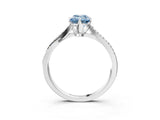 White gold Fancy Blue Emerald  Solitaire Twist Band with Pavé Diamonds and Four-Prong Setting_81
