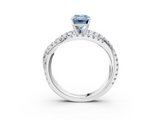White gold Fancy Blue Emerald  Solitaire Twist Band with Pavé Setting and Four-Prong Setting_111