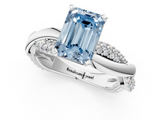 White gold Fancy Blue Emerald  Solitaire Twist Band with Pave Prong Setting_48