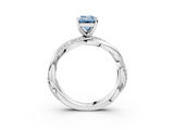 White gold Fancy Blue Emerald  Solitaire Twist Band with Pave Prong Setting_50