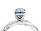 White gold Fancy Blue Emerald  Solitaire Twist Band with Pave Prong Setting_51