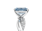 White gold Fancy Blue Emerald  Solitaire Twist Band with Pave Prong Setting_52