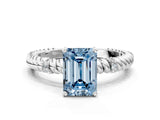 White gold Fancy Blue Emerald  Solitaire Twisted Band Prong Set Engagement Ring_55