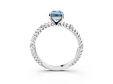 White gold Fancy Blue Emerald  Solitaire Twisted Band Prong Set Engagement Ring_58