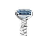 White gold Fancy Blue Emerald  Solitaire Twisted Band Prong Set Engagement Ring_60