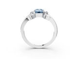 White gold Fancy Blue Emerald  Solitaire Twisted Band Scroll Prong Ring_6
