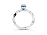 White gold Fancy Blue Emerald  Solitaire Twisted Band with Bead Prong Setting_298