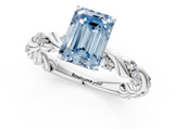 White gold Fancy Blue Emerald  Solitaire Twisted Band with Pavé Accents and Four-Prong Setting_4