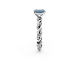 White gold Fancy Blue Emerald  Solitaire Twisted Band with Pavé Accents and Four-Prong Setting_5