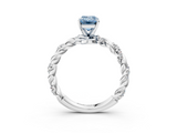 White gold Fancy Blue Emerald  Solitaire Twisted Band with Pavé Accents and Four-Prong Setting_6